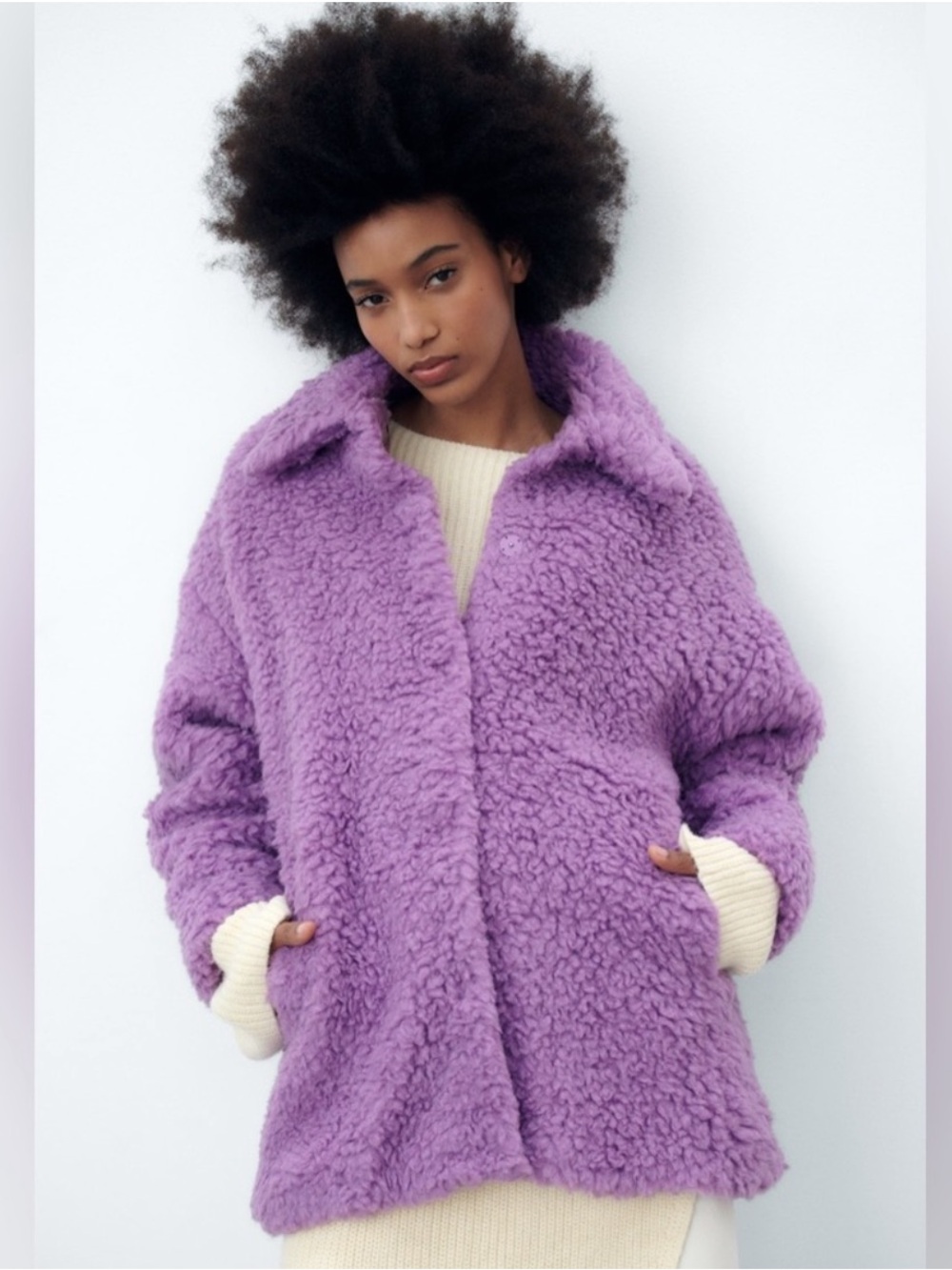 ZARA 100% COTTON LILIAC TEDDY JACKET